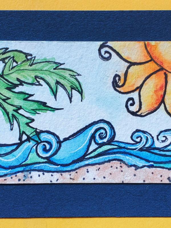 Seascape & Coconut Tree Greeting Card